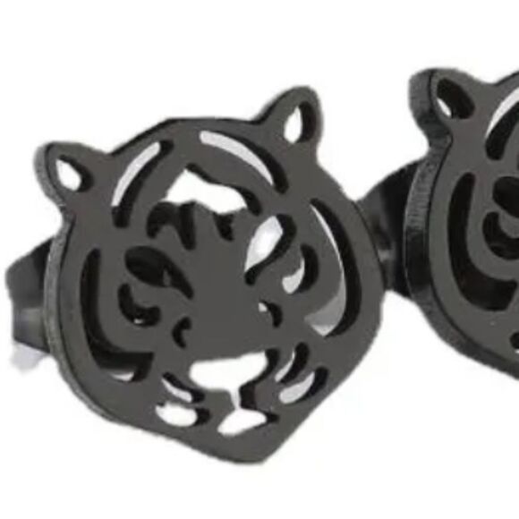 New TIGER TEAM PRIDE BLACK STUD EARRINGS - Picture 3 of 5